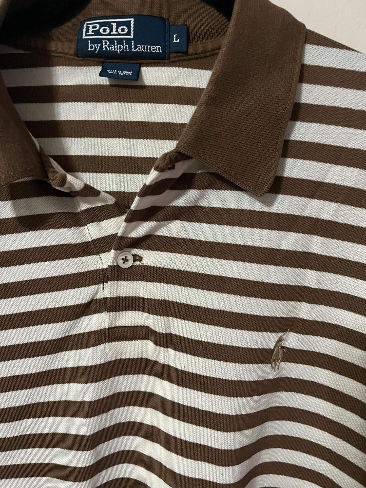 Classic Ralph Lauren Strip Polo Collar Shirt