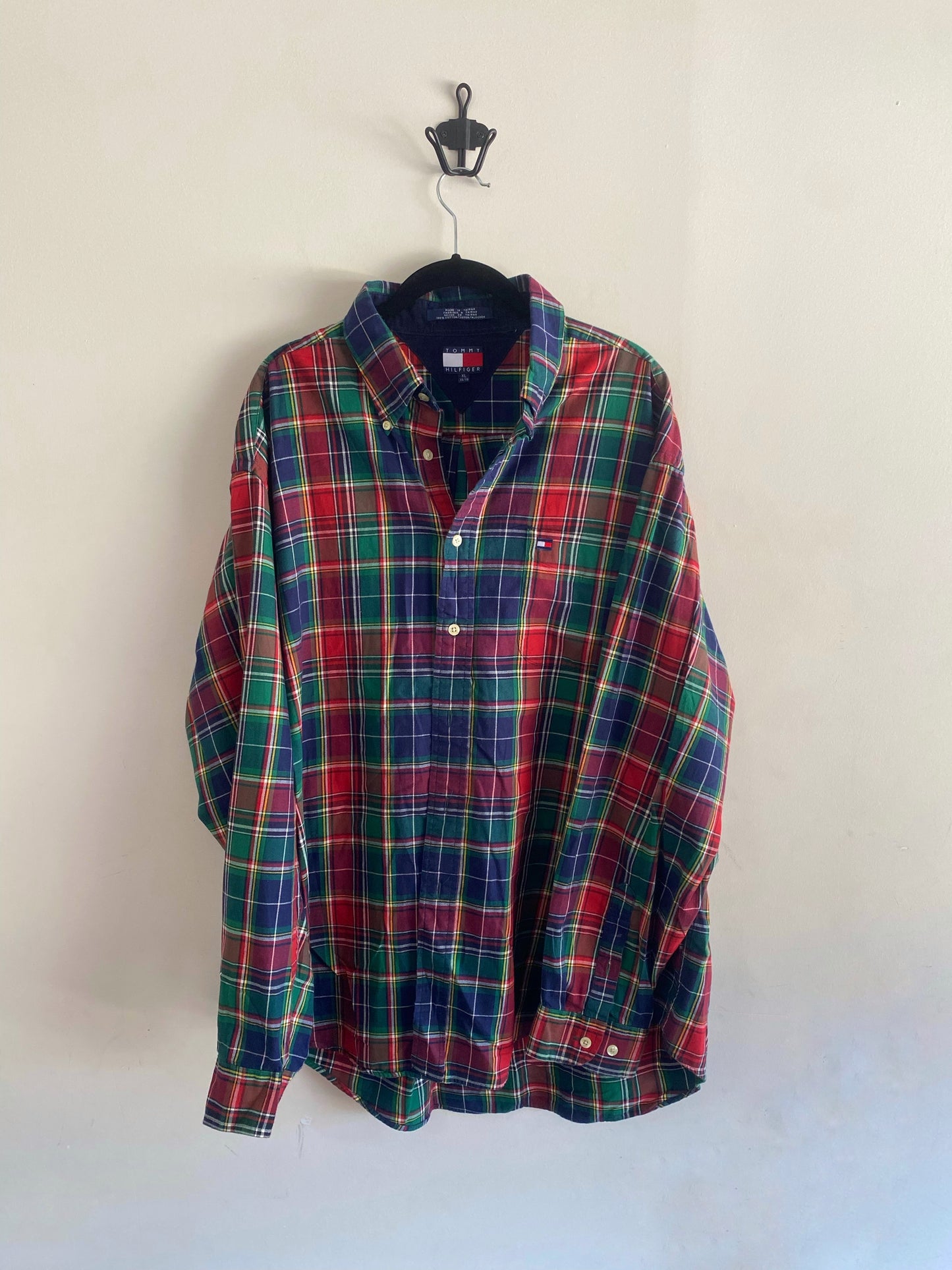 Vintage Tommy Hilfiger Multi Color Wave Plaid Long Sleeve