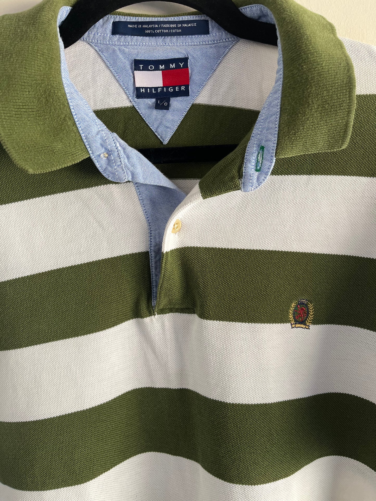 Vintage Tommy Hilfiger Strip Olive Collar Shirt