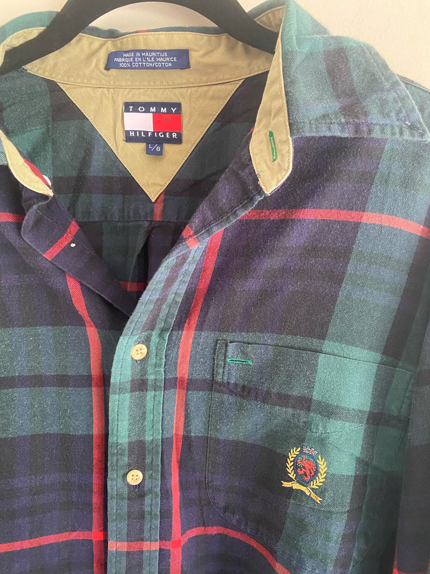 Vintage Tommy Hilfiger Navy Blue/Green Flannel