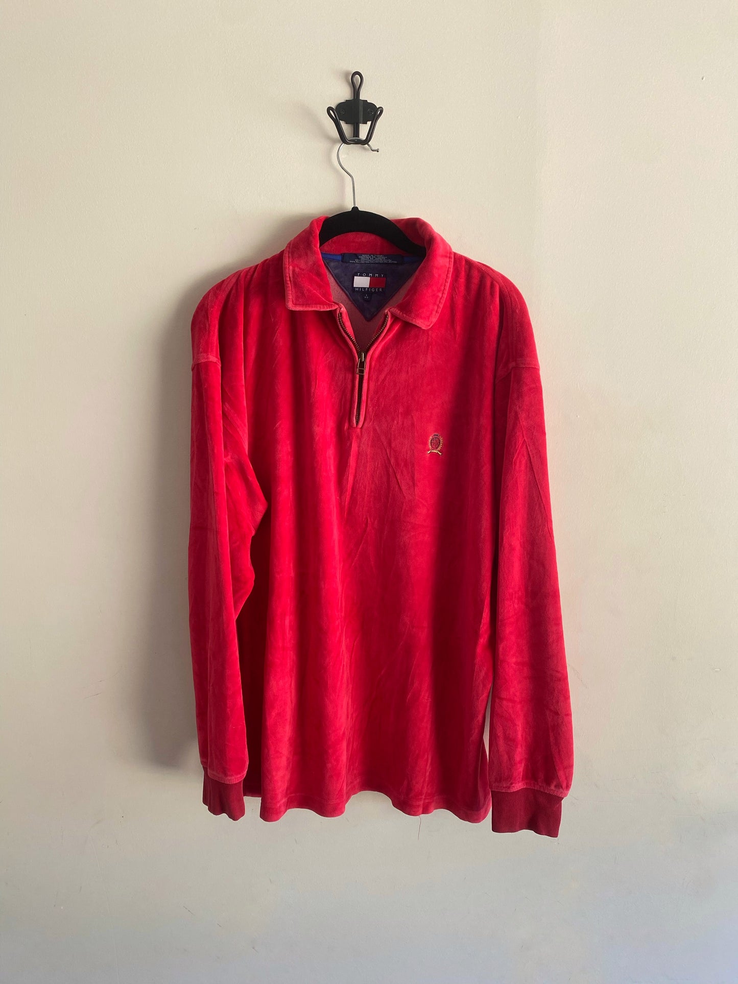 Vintage Tommy Hilfiger Red 1/4 Zipper Long Sleeve