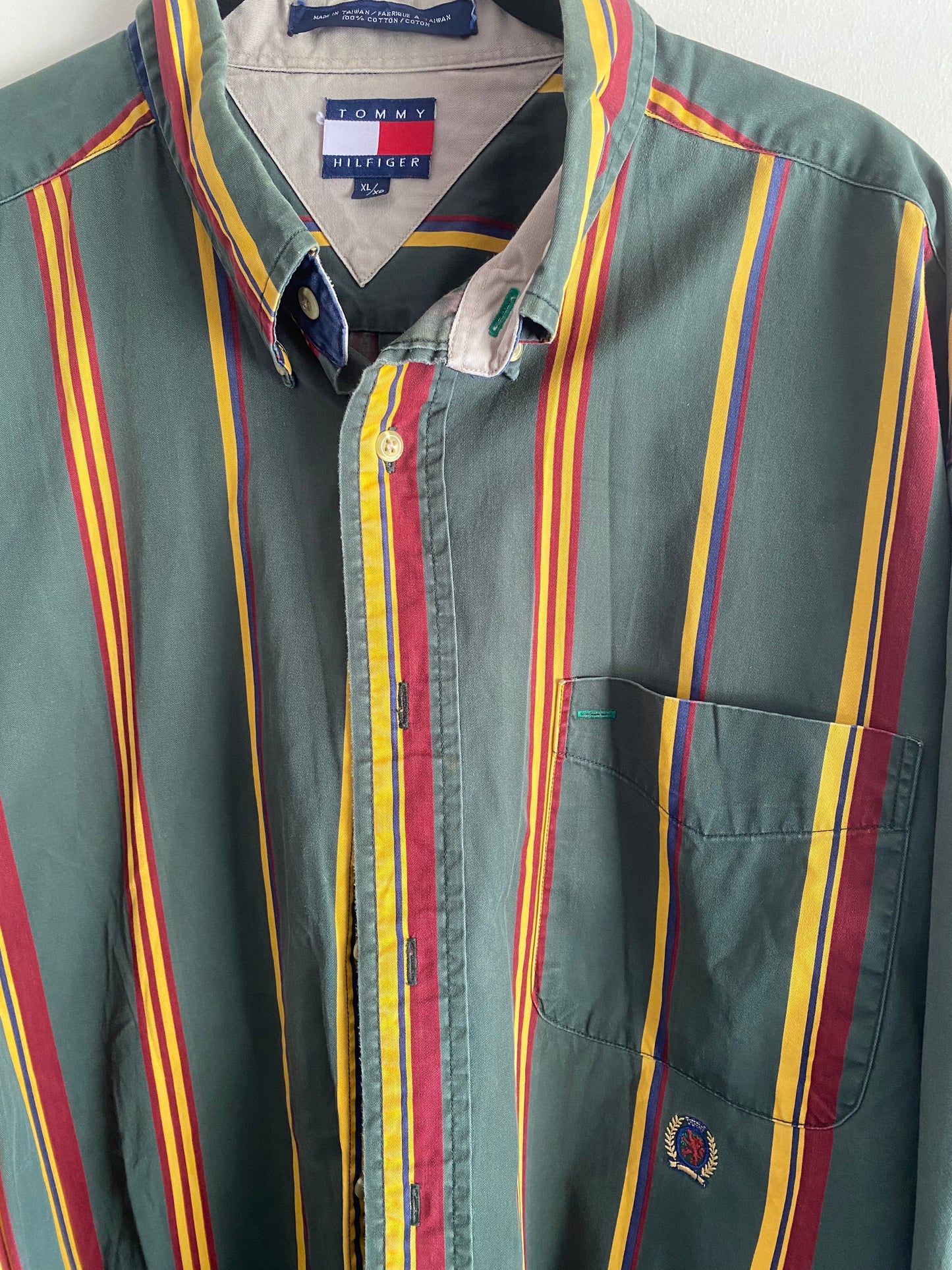 Vintage Tommy Hilfiger Green/Yellow Long Sleeve