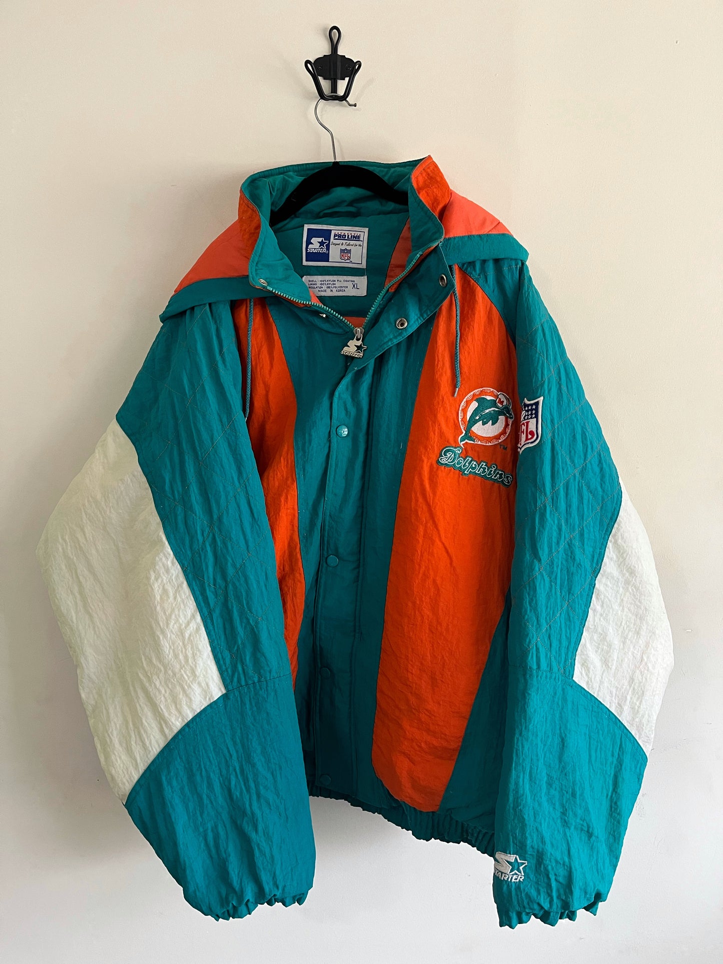 Vintage Starter Pro Line Miami Dolphins Bubble Jacket