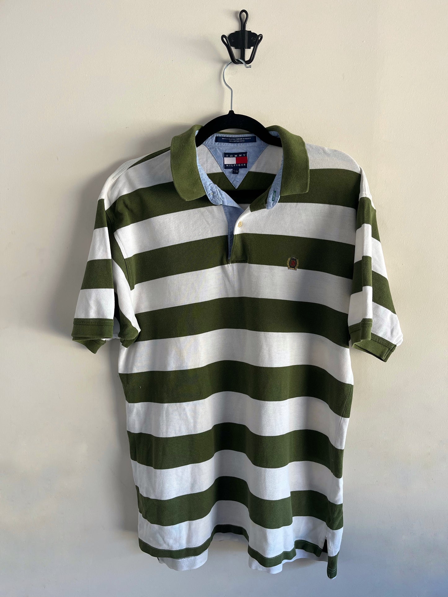 Vintage Tommy Hilfiger Strip Olive Collar Shirt