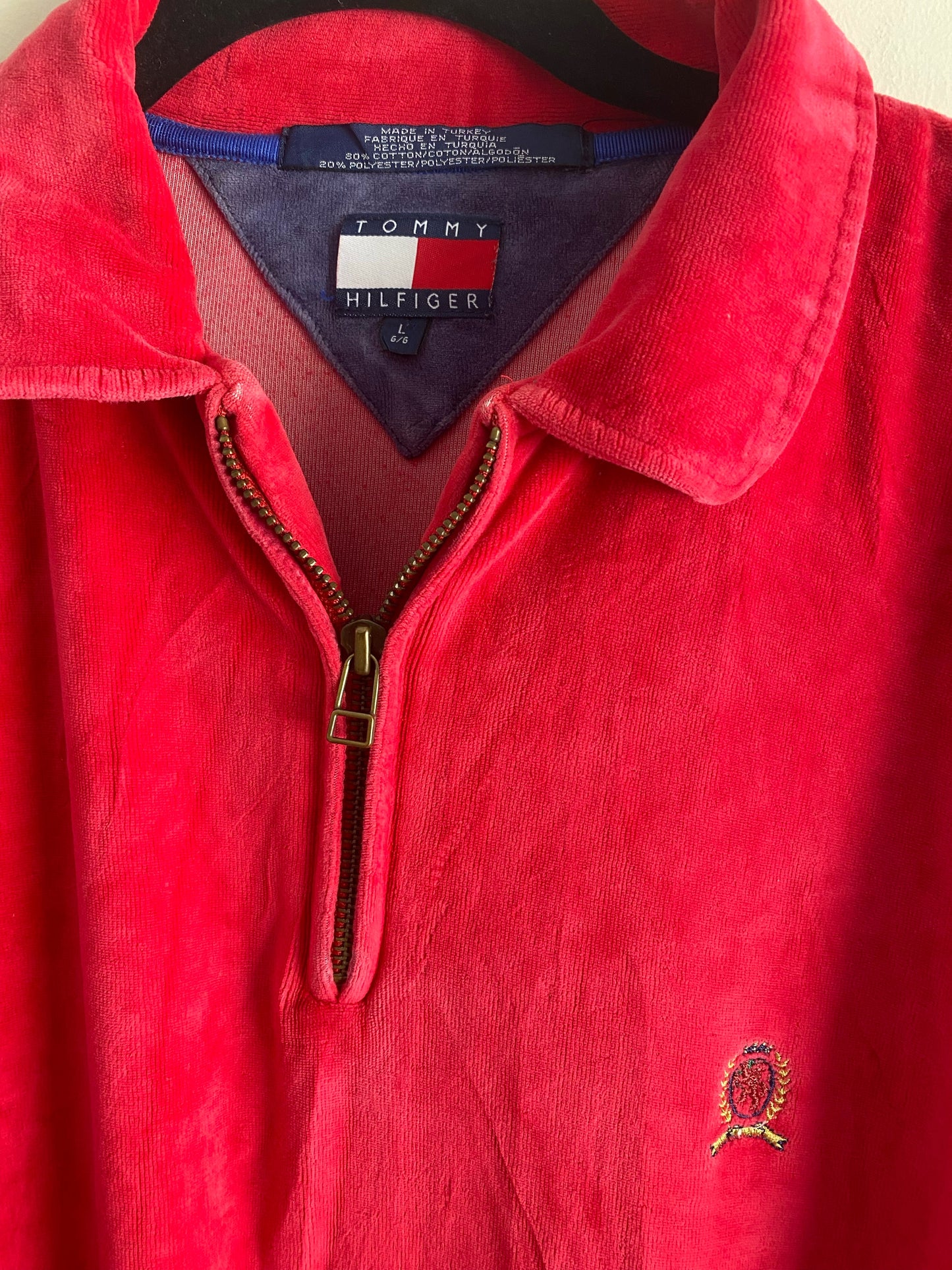 Vintage Tommy Hilfiger Red 1/4 Zipper Long Sleeve