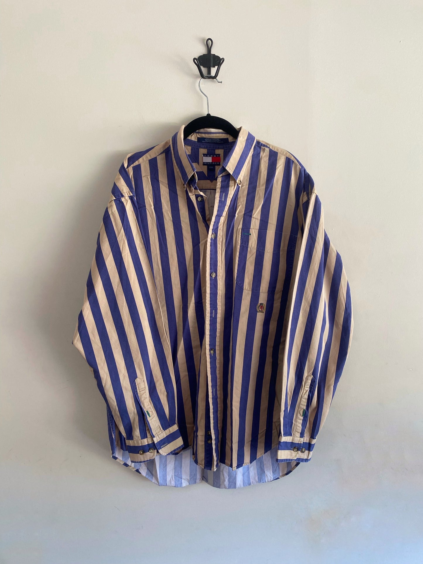 Vintage Tommy Hilfiger Blue/Tan Strip Long Sleeve