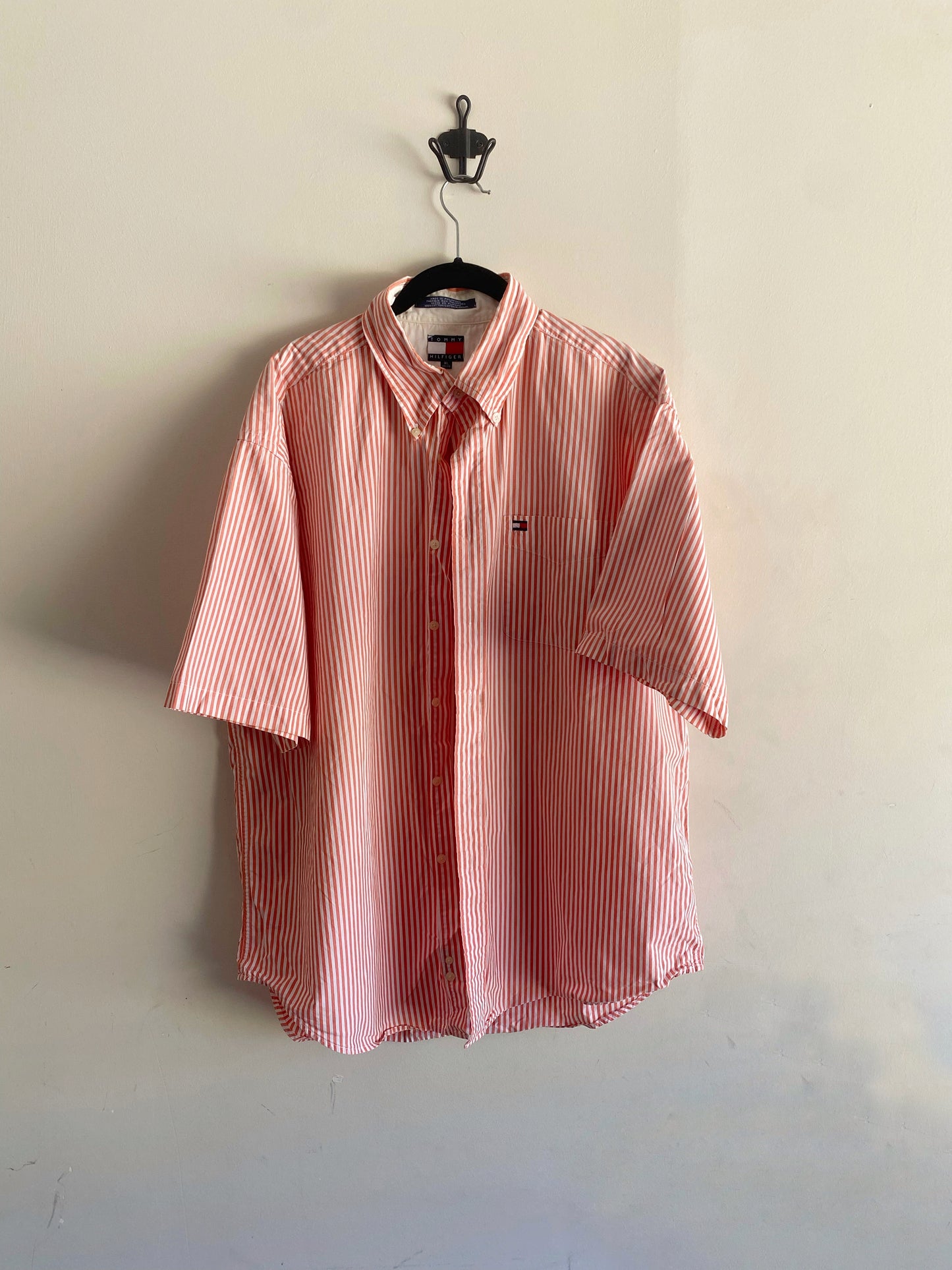 Vintage Tommy Hilfiger Peach Strip Button Down Collar Shirt