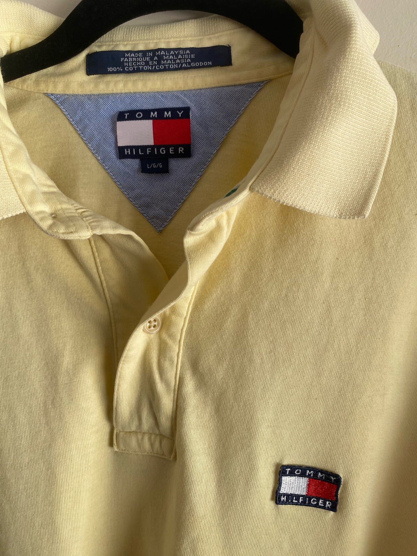 Vintage Tommy Hilfiger Yellow Big Logo Collar Shirt